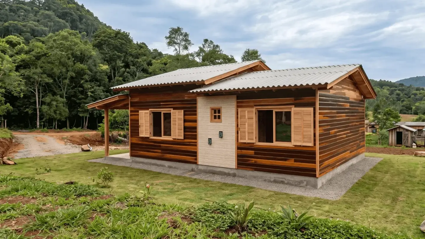 Casa de madeira entregue pela Confiancce em Quilombo, SC